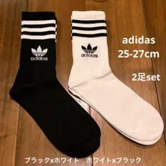 ◇新品 アディダスadidas ミッドクルーソックス 25-27cm 2足set