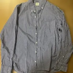 青　チェックシャツ　XL