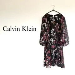Calvin Klein 花柄　ワンピース　総柄　シフォンワンピース　シアー