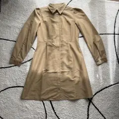 ベージュ シャツワンピース 長袖
