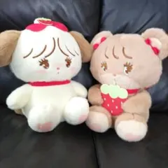 mikko いちごBIGぬいぐるみ 2体セット　ラテ　スフレ