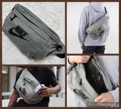 【入手困難 美品】NIKE ナイキ カーキ グレー ボディバッグ 10L ロゴ