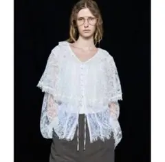 MAISON SPECIAL Lace Cape Blouse