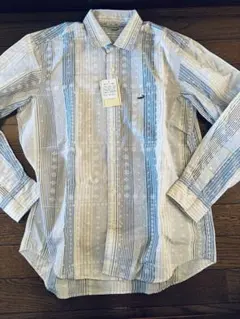 青系ストライプ 長袖シャツ M クロコダイル