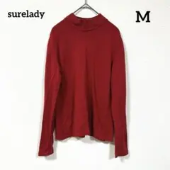 surelady ハイネックニット 赤 シンプル 単色 着回し〇