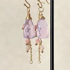 スコロライトカラークォーツ×ピンクオパール　天然石チャーム