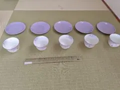 宇野千代 湯呑と菓子皿（各5）のセット