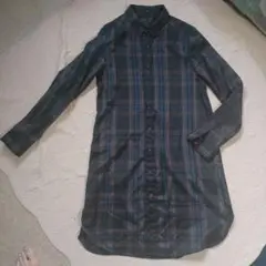 アーバンリサーチブラウン系シルク混チェック柄シャツワンピース
