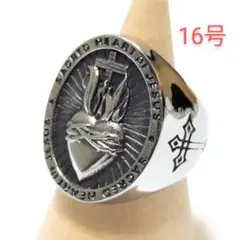 聖心 ハート ステンレス シグネットリング 16号 指輪シルバーメンズレディース