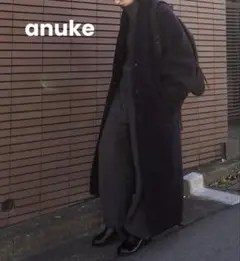 【新品】ànukeCollarlessCocoonCoat38ネイビーコート