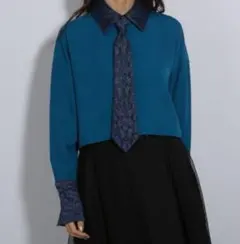 美品 HARE シアーキリカエプリーツシャツ ブルー プリーツ おしゃれ