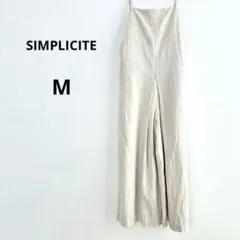 SIMPLICITE リネン混 サロペット オールインワン ベージュ