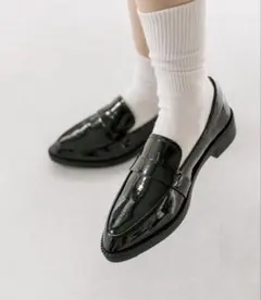 mystic エナメルレザーローファー　ブラック