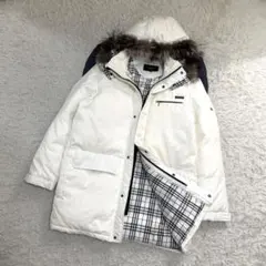 17589✨バーバリーブラックレーベル ファー ノバチェック ダウンジャケット