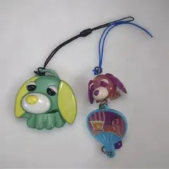 お茶犬 リョク ハナ キーホルダー ストラップ 2点セット