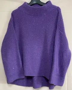 スパンコールラメニット パープル フリーサイズ