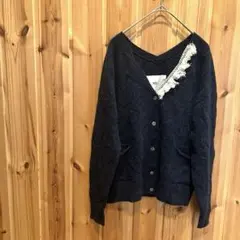 【メーアエンタープライズ】カーディガン　長袖　Ｖネック　ポケット付　レース付