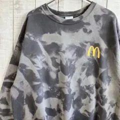 マクドナルド　古着　長袖　ロゴ　スウェット 裏起毛　タイダイ　ブリーチ
