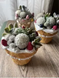 ケーキみたいなリメイク鉢　ブルーベリー大小3個セットB