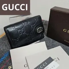 グッチ GUCCI インターロッキングG レザー キーケース 6連 BLACK