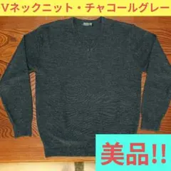 美品!!　チャコールグレー Vネックニット【M大きめ？】