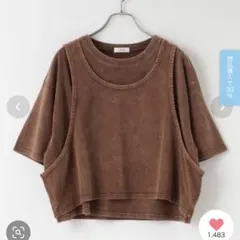 最終お値下げ新品未使用！LOWRYS FARM レイヤードBIGTEE ブラウンのサムネイル
