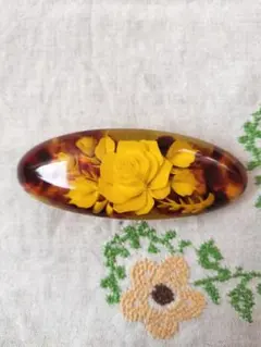 バレッタ　べっ甲風　バラ　昭和レトロ　ヴィンテージ