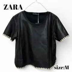 ZARA レザー トップス Mサイズ ブラック/ザラ