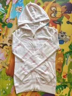 フード付きルームウェア ホワイトとピンク