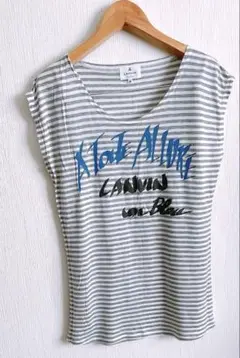 【美品】LANVINenBlue ロゴボーダーカットソー　M