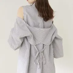 ストライプ柄 オープンショルダーシャツのサムネイル