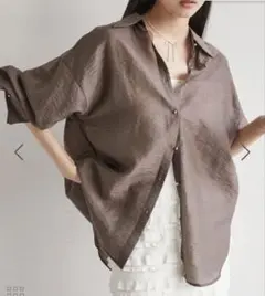 VIS ビス　シアーシャツ ブラウン 長袖 オーバーサイズのサムネイル