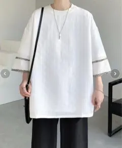 ラインデザイン ハーフスリーブ Tシャツ　 Lサイズ　新品タグ付け♡未使用品