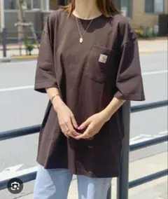 Carhartt ブラウン Tシャツ M ポケット付き