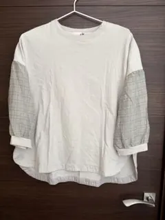 ＆H 切り替え袖チェック柄カットソー