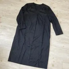 美品 23区 Vネックワンピース 七分袖 ダークグレー ロング丈