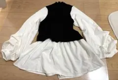 新品 ボリュームスリーブドッキング トップス シャツ