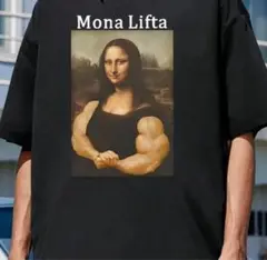 新品　モナリザ　モナリフタ　筋肉　パロディ　おもしろ　Tシャツ　黒　XL
