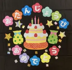 【壁面飾り】誕生日表 ケーキ プレゼント星 保育園 幼稚園 施設