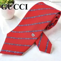 GUCCIグッチ/シルクネクタイ/インターロッキング/フォーマル/赤