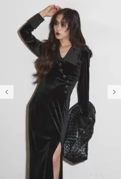 【ANDREA&Co.】ベロアレイヤード風ワンピース