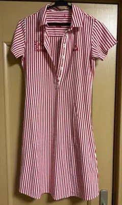 le coq sportif ポロワンピース 赤と白ストライプ