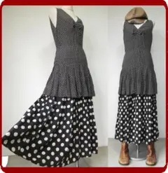 古着レトロVintage黒水玉ドレスワンピ70年代80年代ヴィンテージイタリア製