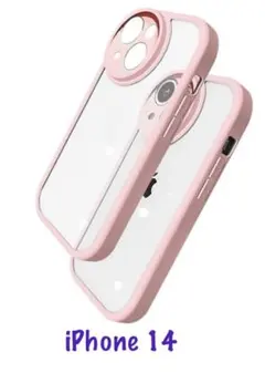 iPhone 14 スマホケース　ピンクX クリアー