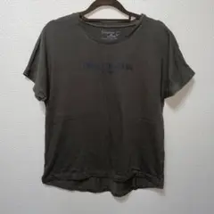 最安値❣️オリーブグリーン ロゴプリント 半袖Tシャツ　トップス　カットソー L