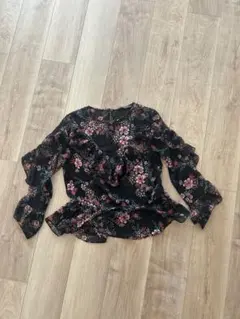 ZARA WOMAN 花柄 フリル ブラウス 長袖