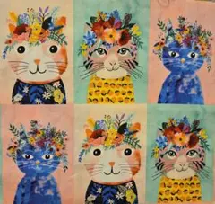花と猫パターン柄☆USAコットン