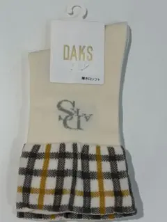✧新品✧DAKSダックス 一部チェック柄ソックス 22-24cm 履き口ソフト