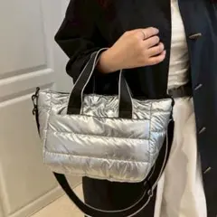 斜め掛け 軽量 キルティングバック シルバー 2way