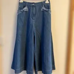 エムズグレーシ❣️リボン付きデニムガウチョパンツ